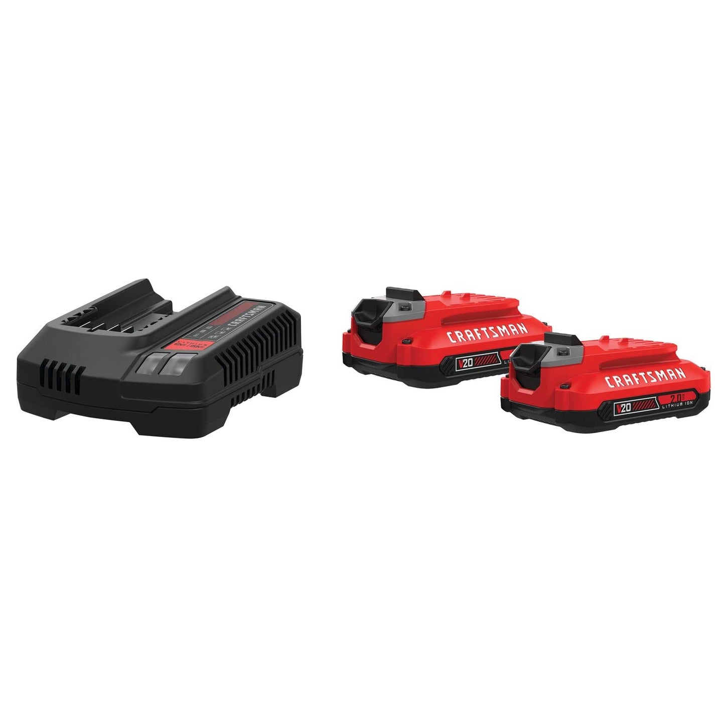 CRAFTSMAN V20 2Ah Lithium Ion Power Tool Battery 2-Pack and Charger Starter Kit (CMCB202-2CK)