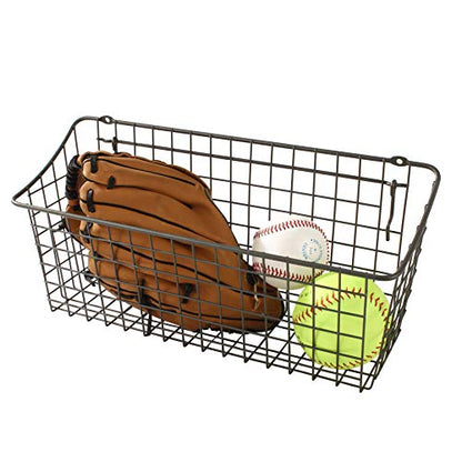 Spectrum Pegboard & Wall Mount Wire Basket Extra Large (Industrial Gray) - Storage & Organizer for Garage, Tools, Shed, Home, Work Bench, Crafts, & More