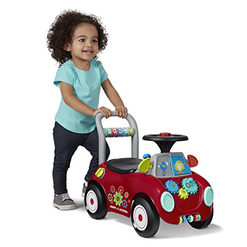 Toddler Car Ride On, Toddler Toys for Ages 1-3, Baby Toys, Radio Flyer Busy Buggy, Red, Sit to Stand Ride On