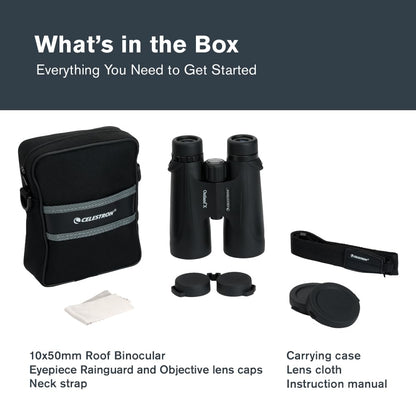 Celestron – Outland X 10x50 Binoculars – Waterproof & Fogproof – Binoculars for Adults – Multi-Coated Optics and BaK-4 Prisms – Protective Rubber Armoring, Black