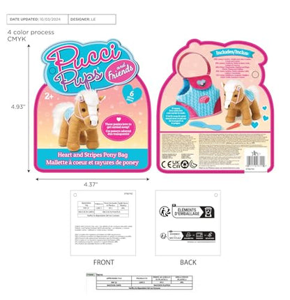 Pucci Pups – Plush Horse – Dog Carrier – Heart & Stripes Bag & Pony – Comb & Purse – Stuffed Animal – 2+ Years