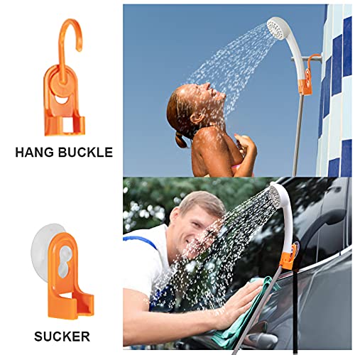 AZXJC Portable Outdoor Shower, Camp shower with 3 LED Lights, 4400mAh Battery Powered Camping Shower Pump for Hiking/Outdoor, Travel, Beach, Pet, Flowering, Waterproof &USB Rechargeable 2 Flow Mode