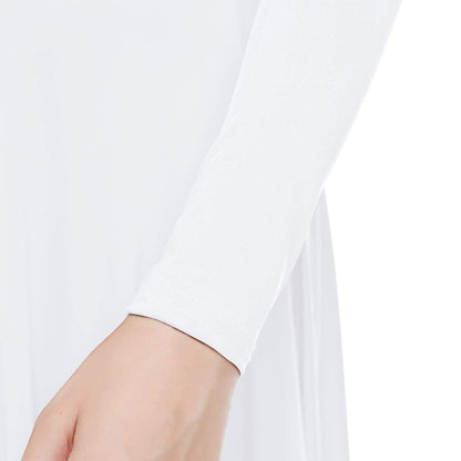 Women Metallic Cross Liturgical Praise Dance Dress Lyrical Dancewear Color Block Full Length Robe Worship Costume Loose Fit Autumn Clothing Elegant Dress Praise Dancer Clothes White + Gold Cross L