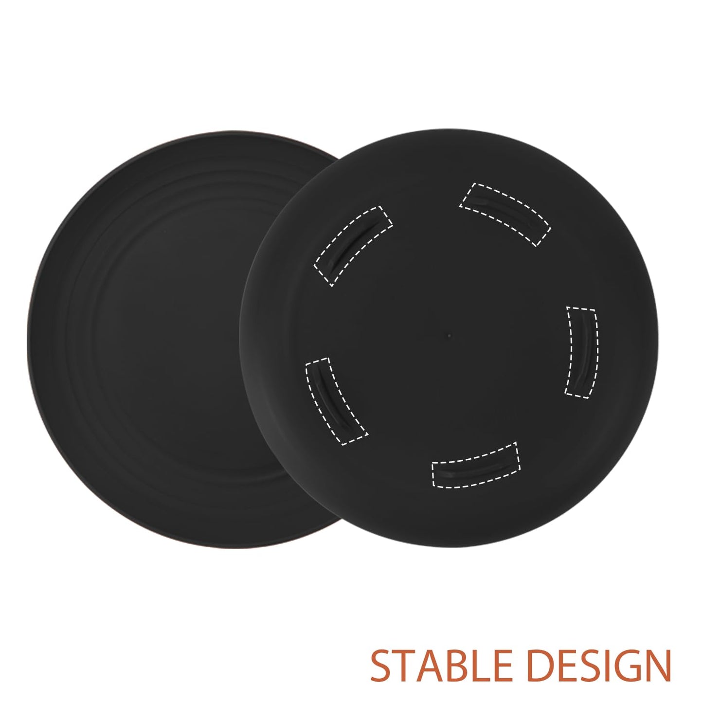 Wrova Large Wheat Straw Dinner Plates - 11 Inch Unbreakable Set of 8 - Dishwasher & Microwave Safe, Deep Edge for Kitchen and Camping (Black)