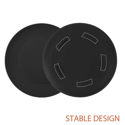 Wrova Large Wheat Straw Dinner Plates - 11 Inch Unbreakable Set of 8 - Dishwasher & Microwave Safe, Deep Edge for Kitchen and Camping (Black)