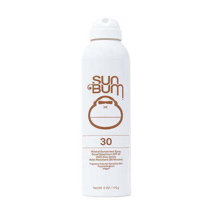 Sun Bum Mineral SPF 30 Sunscreen Body Spray - Water-Resistant Broad Spectrum Moisturizing Sunscreen with Vitamin E - Hawaii 104 Act Compliant (Made without Octinoxate & Oxybenzone) - 6 oz