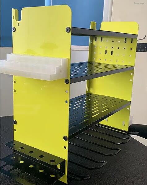 ZEAKOC Power Tool Organizer with Charging Station, 4 Layers Drill Holder Wall Mount,Metal Garage Rack with 10A Power Strip,Tool Shelves with Hooks,Drill Bit Storage, for Men Dad (Green&Black)