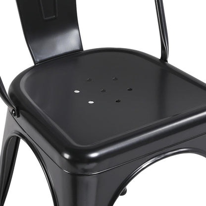 Yaheetech Metal Dining Chairs Set of 4, Industrial Stackable Kitchen Chairs with Back for Dining Room/Restaurant/Bistro/Patio, Indoor & Outdoor Use, Matte Black