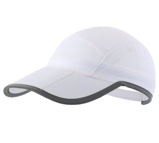 Connectyle Foldable Mesh Sports Cap with Reflective Stripe Breathable Sun Runner Cap (White)