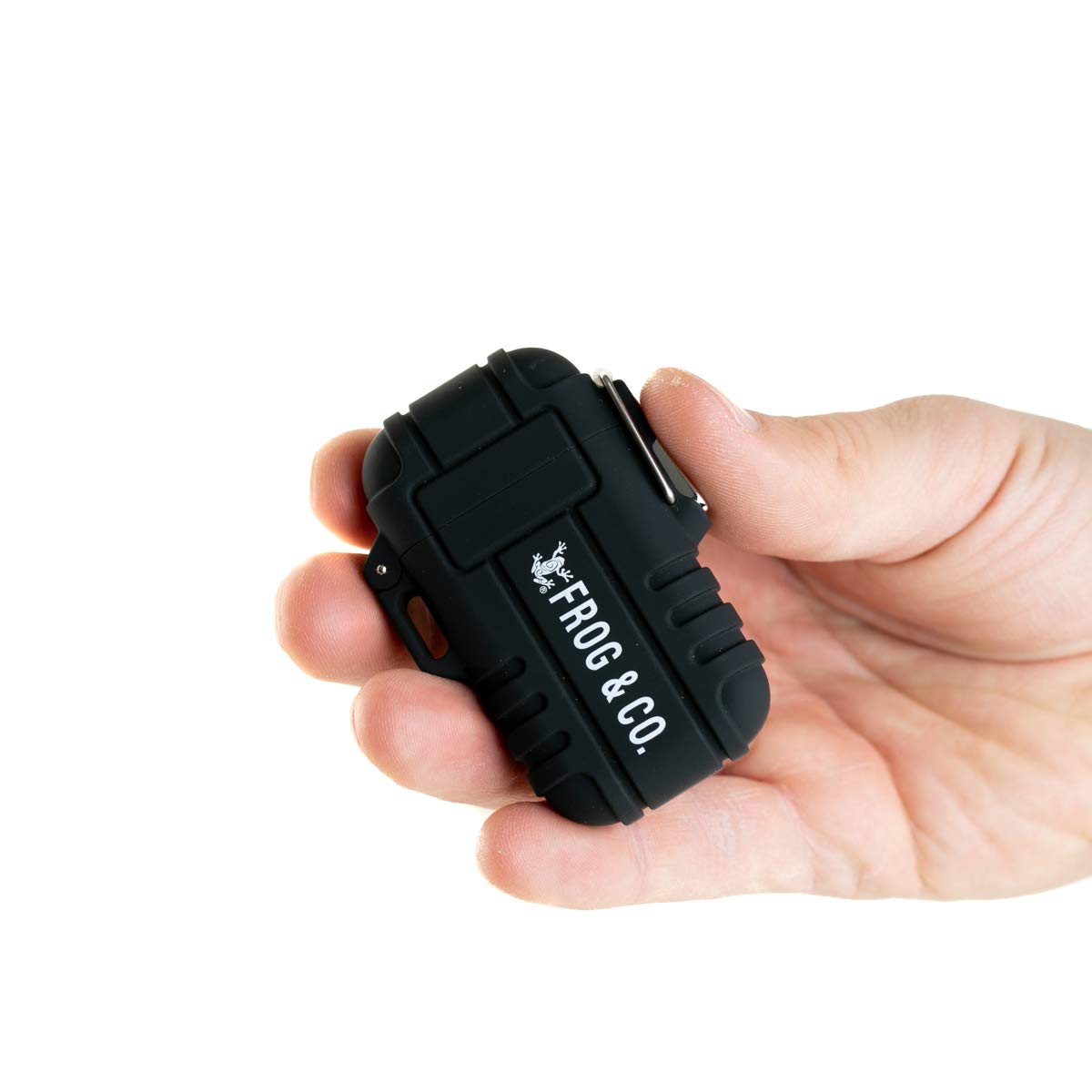 Survival Frog Tough Electric Lighter 2.0 - Waterproof & Windproof Lighters - Flameless Top-Facing Dual Arc Plasma, USB Rechargeable w/Built-in Flashlight, Camping, Survival Fire Starter (Black)