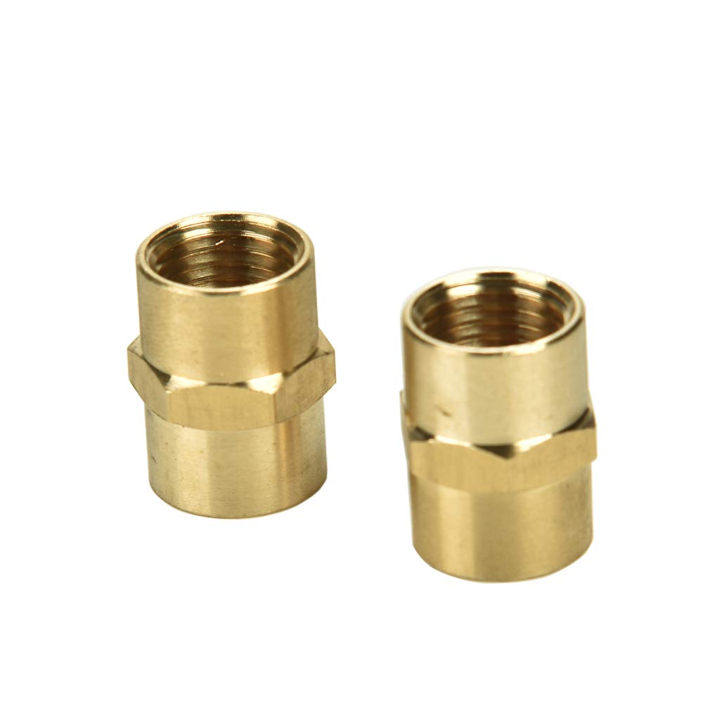 Sanpaint 2 Pack 1/4" x 1/4" NPT Coupler, Brass Female Pipe Fitting (I.D x I.D: 1/2'' x 1/2'')