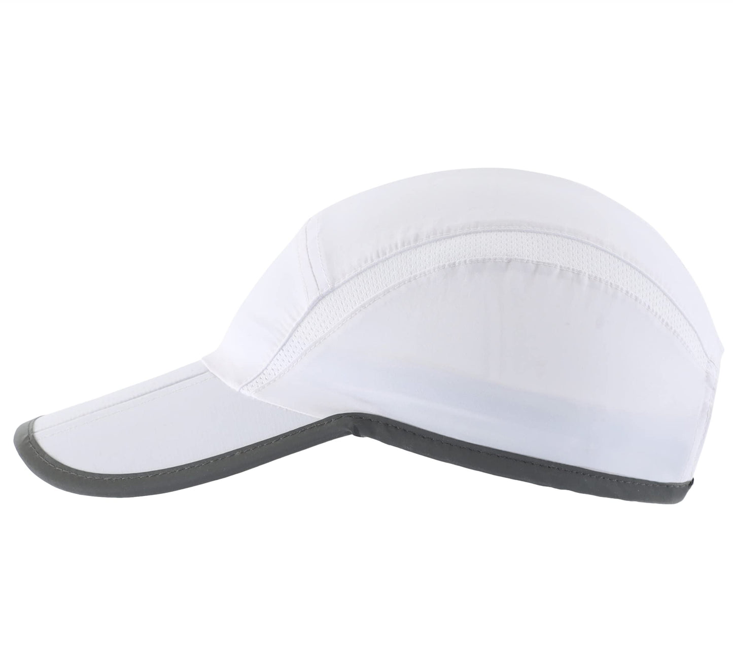 Connectyle Foldable Mesh Sports Cap with Reflective Stripe Breathable Sun Runner Cap (White)