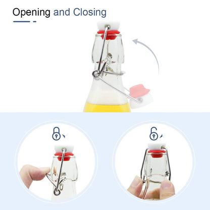 ZEBEIYU Swing Top Glass Bottles 8 oz with Airtight Lids for Home Brewing, Kombucha, Kefir, Vanilla Extract, Beer, Oil, Vinegar, Homemade Juices, Water,Soda Set of 9