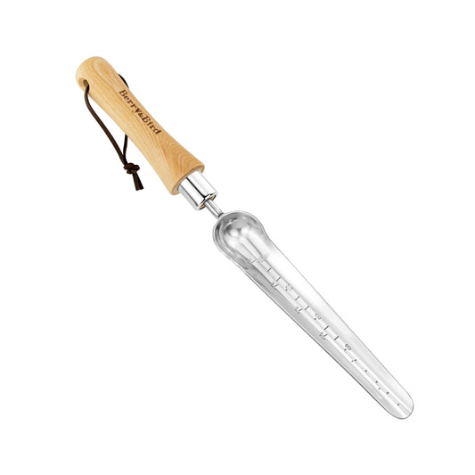 Berry&Bird Seeding Widger,Stainless Steel Seed Dibber Tool with Measuring Scale,Wooden Handle Garden Bulb Trowel for Seed Planting Tool Hand Shovel Planter Transplanter Dibber Soil Digginng