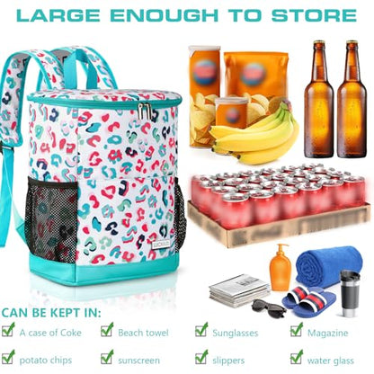 Wolka Cooler Backpack 30 Cans,Portable Backpack Coolers Insulated Leak Proof,Waterproof Soft Sided Cooler Bag for Travel,Beach,Camping,Picnic,Lunch Backpack for Women (Water Elf)