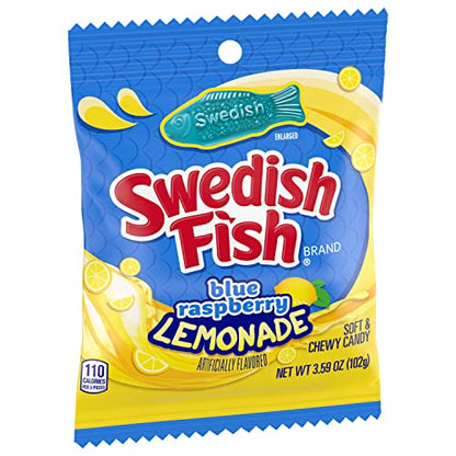 SWEDISH FISH Blue Raspberry Lemonade Soft & Chewy Candy, Bulk Candy, 12-3.59 oz Bags