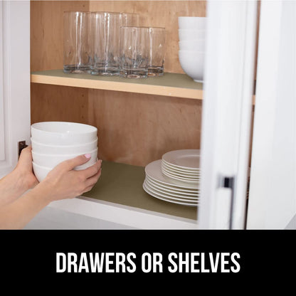 GORILLA GRIP Slip Resistant Drawer and Shelf Liner 2 Pack, Non Adhesive Water Resistant, Easy Clean and Trim, Smooth Surface Liners for Kitchen Cabinet, Shelves, Drawers, Pantry, 12 in x 20 FT, Beige