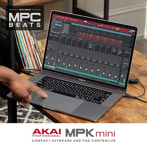 Akai Professional MPK Mini MK3 - 25 Key USB MIDI Keyboard Controller With 8 Backlit Drum Pads, 8 Knobs, Music Production Software and Native Instruments Sound Package (NKS Integration)