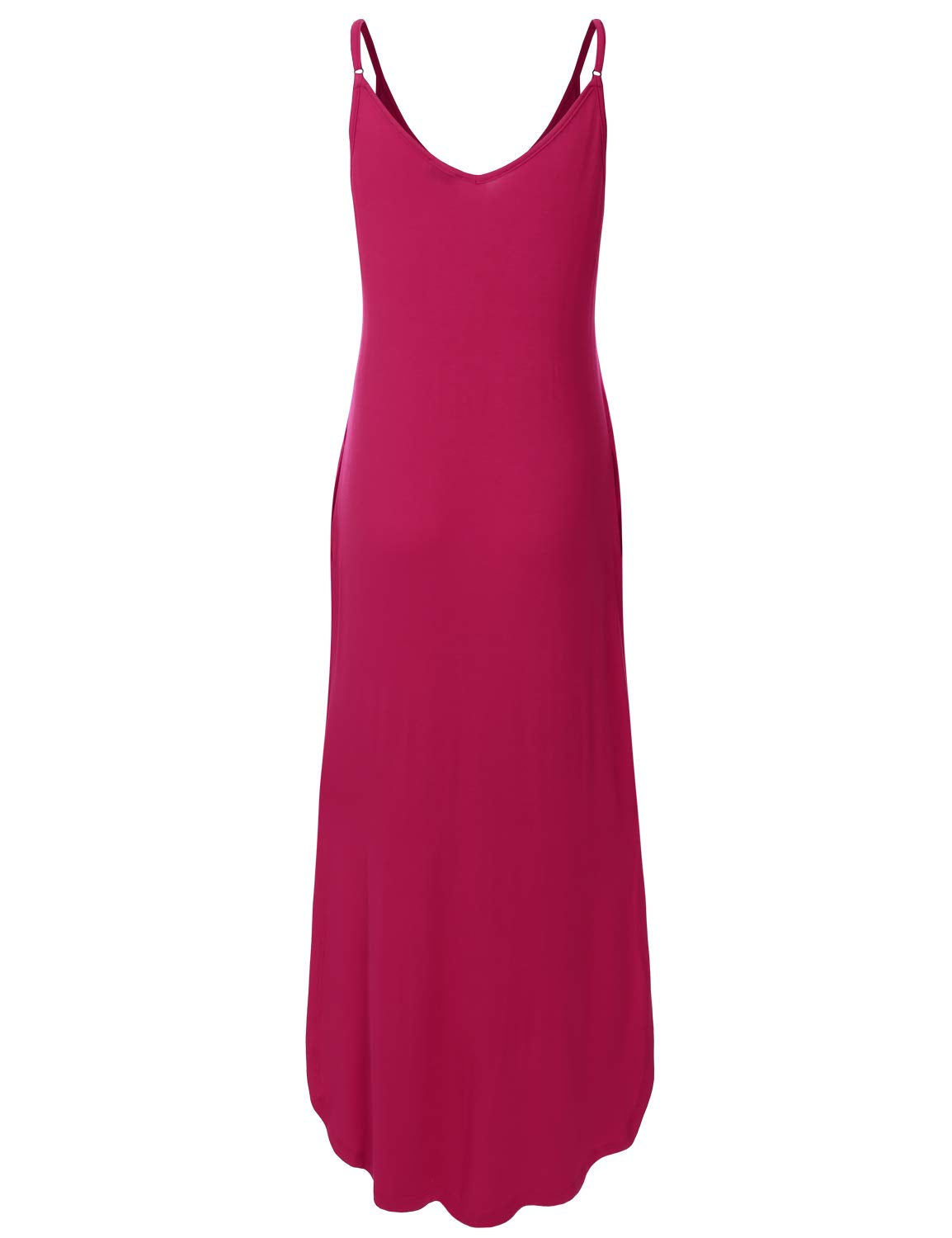 danibe Women's Casual Loose Fit Long Cami Maxi Dress with Pockets Magenta XS