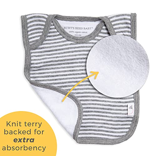 Burt's Bees Baby - Bibs, 4-Pack Lap-Shoulder Drool Cloths, 100% Organic Cotton with Absorbent Terry Towel Backing (Heather Grey)
