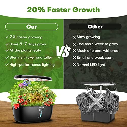 Ahopegarden Indoor Garden Hydroponics Growing System: 12 Pods Plant Germination Kit Garden Kit Growth Lamp Countertop with LED Grow Light Hydrophonic Planter Grower Harvest Vegetable Lettuce