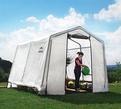 ShelterLogic 10' x 10' GrowIT Greenhouse-in-a-Box Easy Flow Peak Roof Style Easy Access Outdoor Grow House with Translucent Waterproof Cover