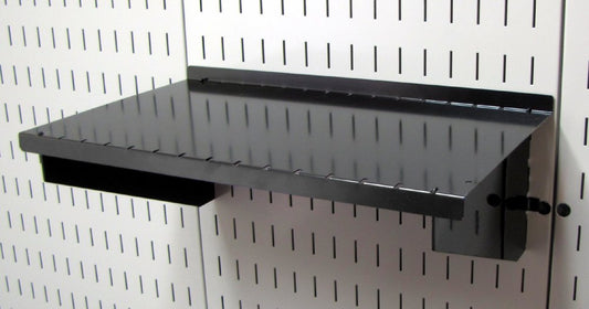 Wall Control Shelf 9in Deep Pegboard Shelf Assembly Only for use Brand Slotted Pegboard - Black