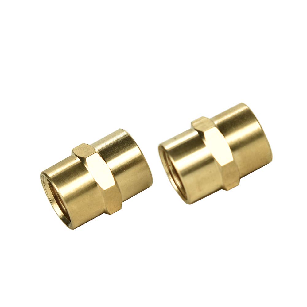 Sanpaint 2 Pack 1/4" x 1/4" NPT Coupler, Brass Female Pipe Fitting (I.D x I.D: 1/2'' x 1/2'')