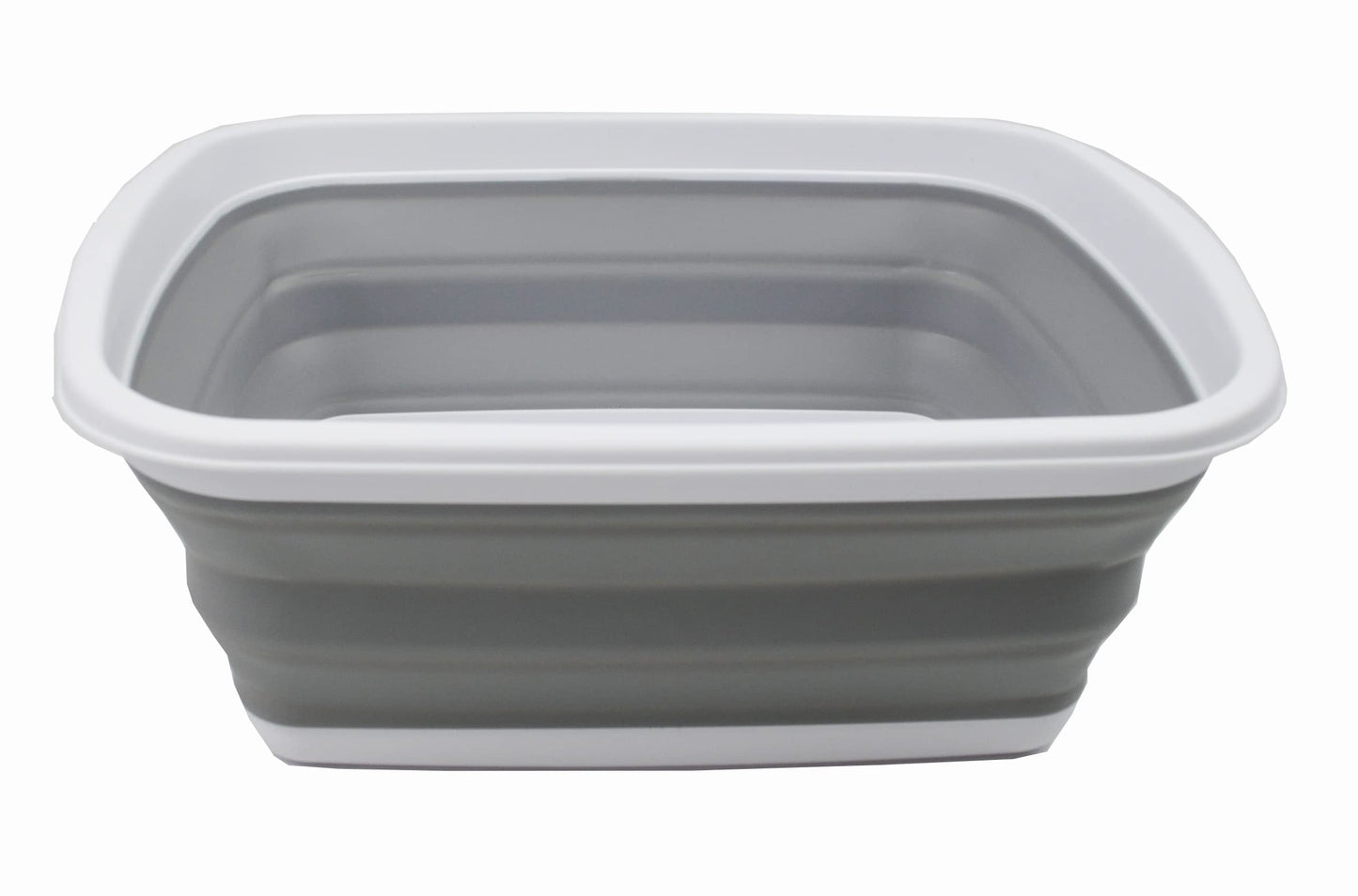 SAMMART 10L (2.6 Gallons) Collapsible Tub - Foldable Dish Tub - Portable Washing Basin - Space Saving Plastic Washtub (White/Grey, 1)