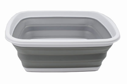 SAMMART 10L (2.6 Gallons) Collapsible Tub - Foldable Dish Tub - Portable Washing Basin - Space Saving Plastic Washtub (White/Grey, 1)