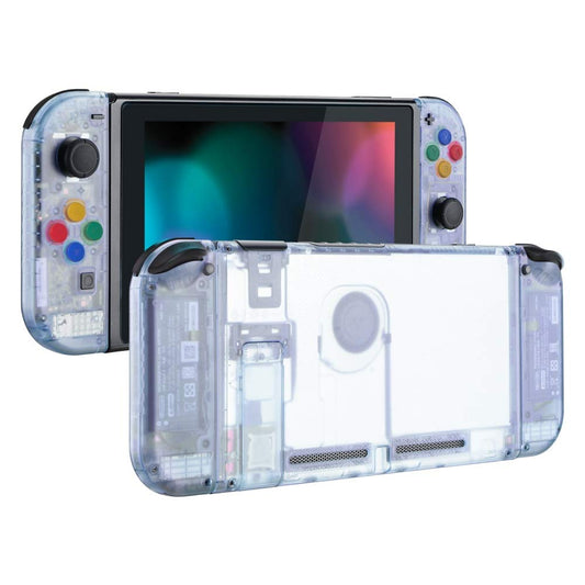 eXtremeRate DIY Replacement Shell Buttons for Nintendo Switch, Back Plate for Switch Console, Housing with Colorful Buttons for Joycon Handheld Controller - Clear Atomic Purple [No Electronics Parts]