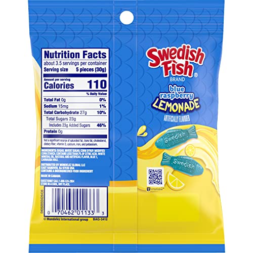 SWEDISH FISH Blue Raspberry Lemonade Soft & Chewy Candy, Bulk Candy, 12-3.59 oz Bags