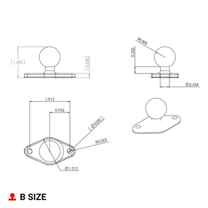 RAM Mounts GPS RAM-B-238U Diamond Ball Base with B Size 1" Ball