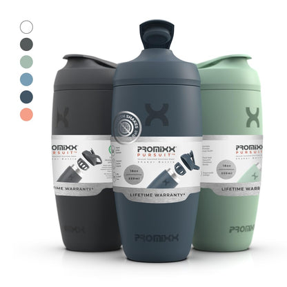 Promixx Pursuit Shaker Bottle Insulated Stainless Steel Water Bottle and shaker Cup, 18oz, Coral