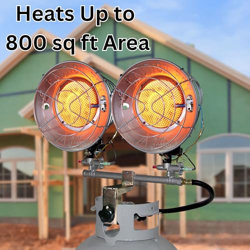 Comfort Gear Double Tank Top Portable Propane Radiant Heater, 30,000 BTUs, Instant Infrared Heat, for Jobsite/Garage/Workspace, Up to 48 Hrs on 20 lb Tank, Outdoor Use Only