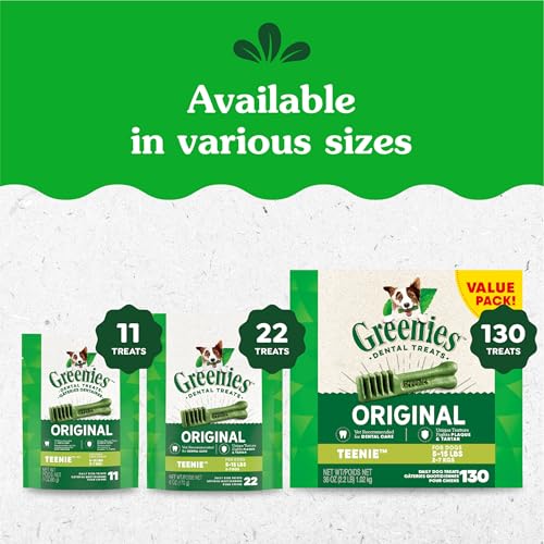Greenies Original Teenie Dental Dog Treats, 36 oz. Pack (130 Treats)