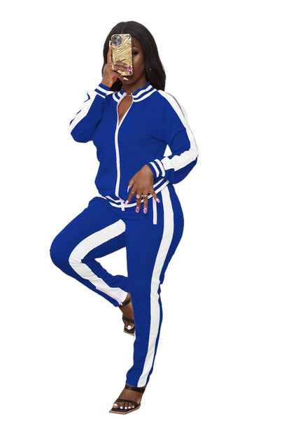 TOPONSKY Plus Size Track Suits For Women Womens Fall Clothes Clearance Blue White 2XL