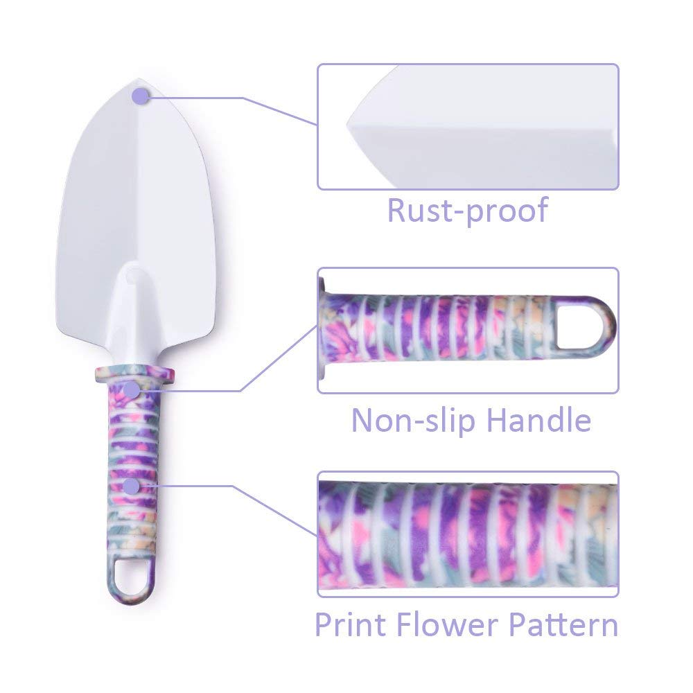 WISDOMLIFE 6 Pieces Garden Tools Set Planting Tools, Non-Slip Handle with Anti-Rust Trowel, Cultivator, Pruning Shear, Water Sprayer and Carrying Case, Gloves with Claws