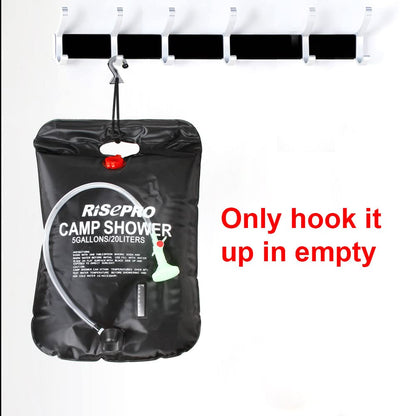 RISEPRO Solar Shower Bag, 5 gallons/20L Solar Heating Camping Shower Bag Temperature Indicator Hot Water 45°C Hiking Climbing C1004