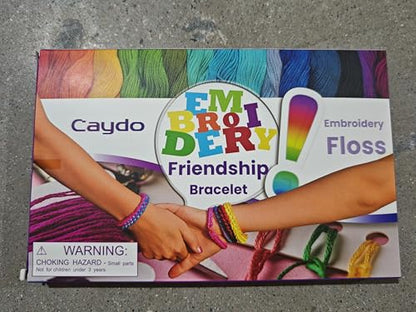 Caydo Embroidery Floss 50 Skeins Embroidery Thread, Rainbow Color Friendship Bracelet String with 12 Pieces Floss Bobbins for Bracelet Making, Sewing Crafts