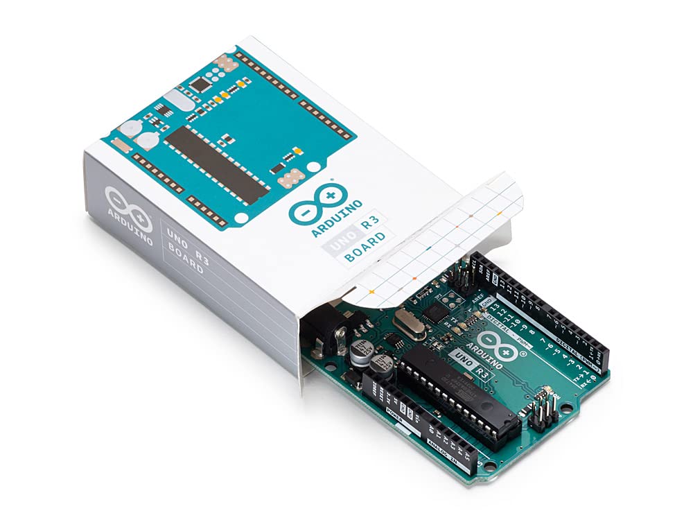 Arduino Uno REV3 [A000066] – ATmega328P Microcontroller, 16MHz, 14 Digital I/O Pins, 6 Analog Inputs, 32KB Flash, USB Connectivity, Compatible with Arduino IDE for DIY Projects and Prototyping