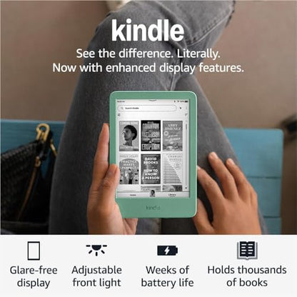 Amazon Kindle 16 GB (newest model) - Lightest and most compact Kindle, now with faster page turns, and higher contrast ratio, for an enhanced reading experience - Matcha