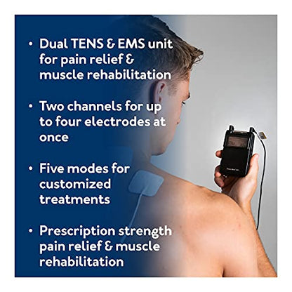Roscoe Medical TENS Unit and EMS Muscle Stimulator, Twin Stim, OTC TENS Machine for Lower Back Pain Relief, Neck Pain, or Sciatica Relief, Clinical Strength Stim Machine