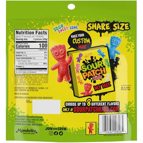 SOUR PATCH KIDS Big Kids Soft & Chewy Candy, Share Size, 12 oz