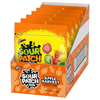 SOUR PATCH KIDS Apple Harvest Soft & Chewy Candy, Halloween Candy, 6 - 10 oz Bags
