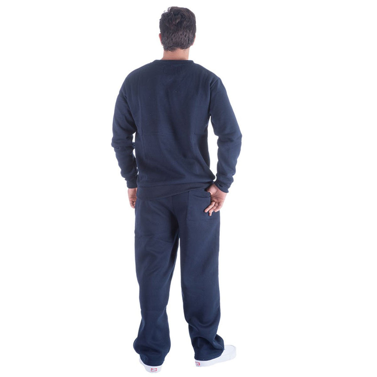 Facitisu Mens Sweatpants Fleece Athletic Open Bottom Workout Pants with Pocket Baggy Drawstring Sweats Pants Gym Joggers Navy X-Large