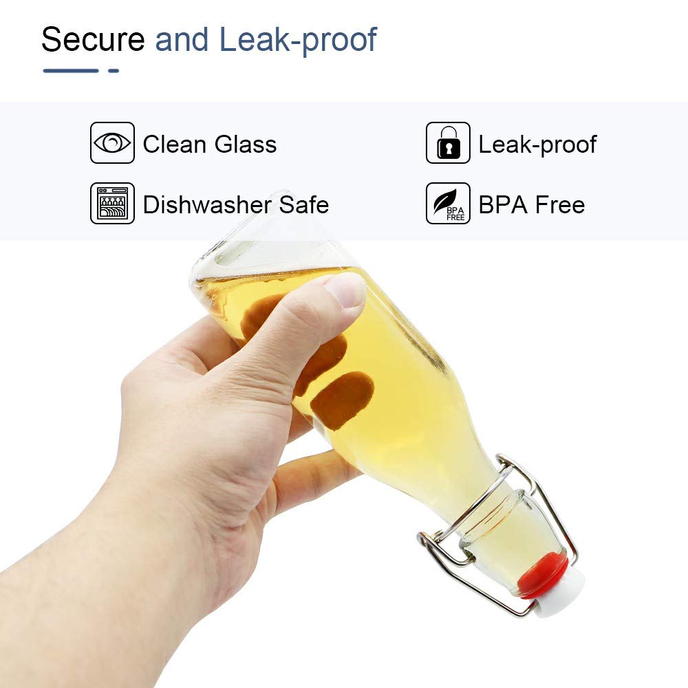 ZEBEIYU Swing Top Glass Bottles 8 oz with Airtight Lids for Home Brewing, Kombucha, Kefir, Vanilla Extract, Beer, Oil, Vinegar, Homemade Juices, Water,Soda Set of 9