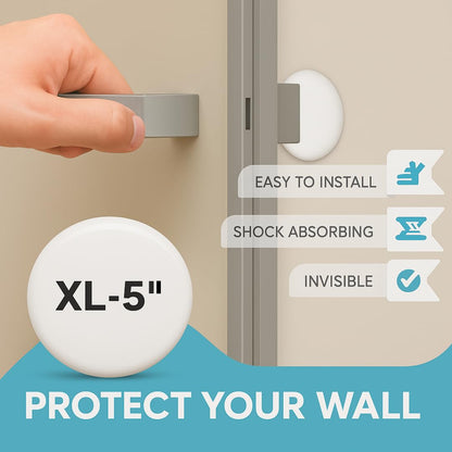 Strongest Home Wall & Door Handle Stopper 5" Set of 3 Pieces White Rubber Door Knob, Round Wall Shield Cushion, Quiet Wall Protector for Door Handle, Guard Door Bumper, Self Adhesive