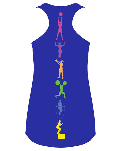 Women's Colorful Workout Lifting Fitness Moves Burnout Tank Top Royal Blue X-Small