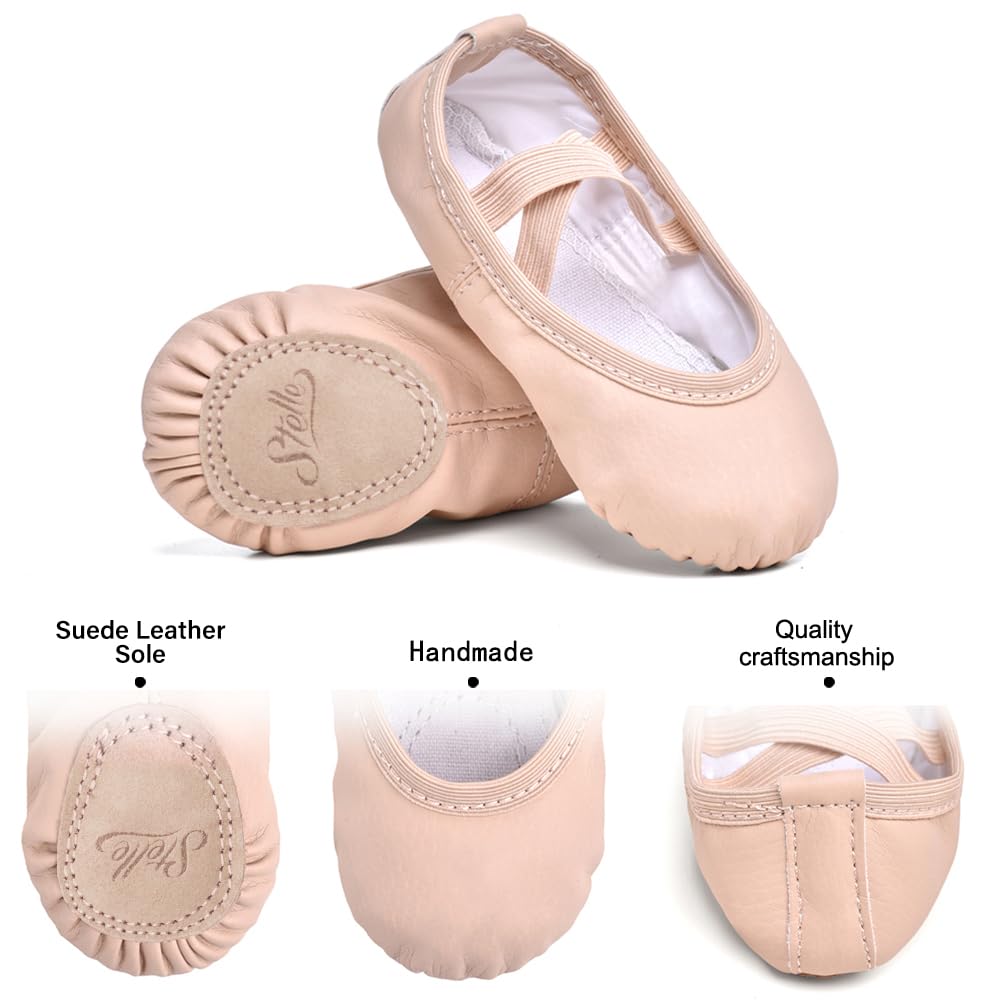 Stelle Ballet Shoes for Girls Toddler Ballet Slippers Soft Leather Boys Dance Shoes for Toddler/Little Kid/Big Kid (Ballet Pink, 9MT)
